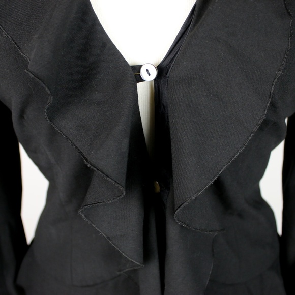 TRINA TURK Black Ruffle Bell Peplum Blazer 6 - Picture 4 of 6